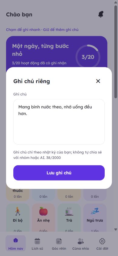 Thêm ghi chú cho một lần ghi hoạt động